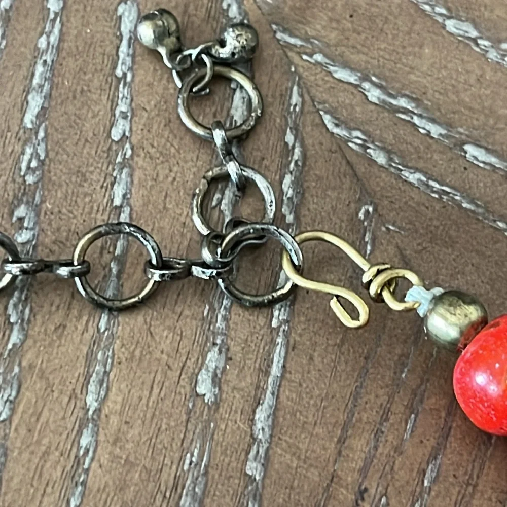 Bajalia Faux Coral Turquoise & Brass Necklace Bracelet Earrings - Picture 7 of 9